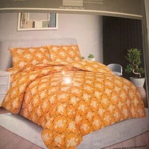 Vibrant Orange Floral Comforter Set